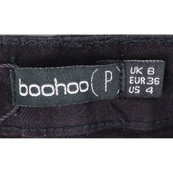 Boohoo Skinny Jeans Distressed Mid Rise Womens‎ Size 4P Black Denim Stretch NWT - Picture 6 of 7